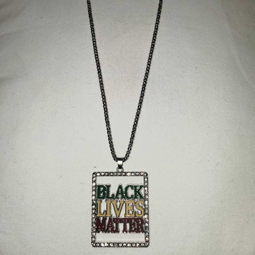 BLM Black Lives Matter Silver Tone Necklace
